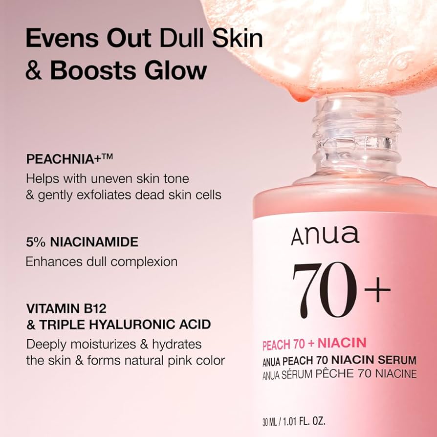 Peach Niacin Serum 70 Niacin Serum, 1.0 fl oz (30 ml), Beauty Essence